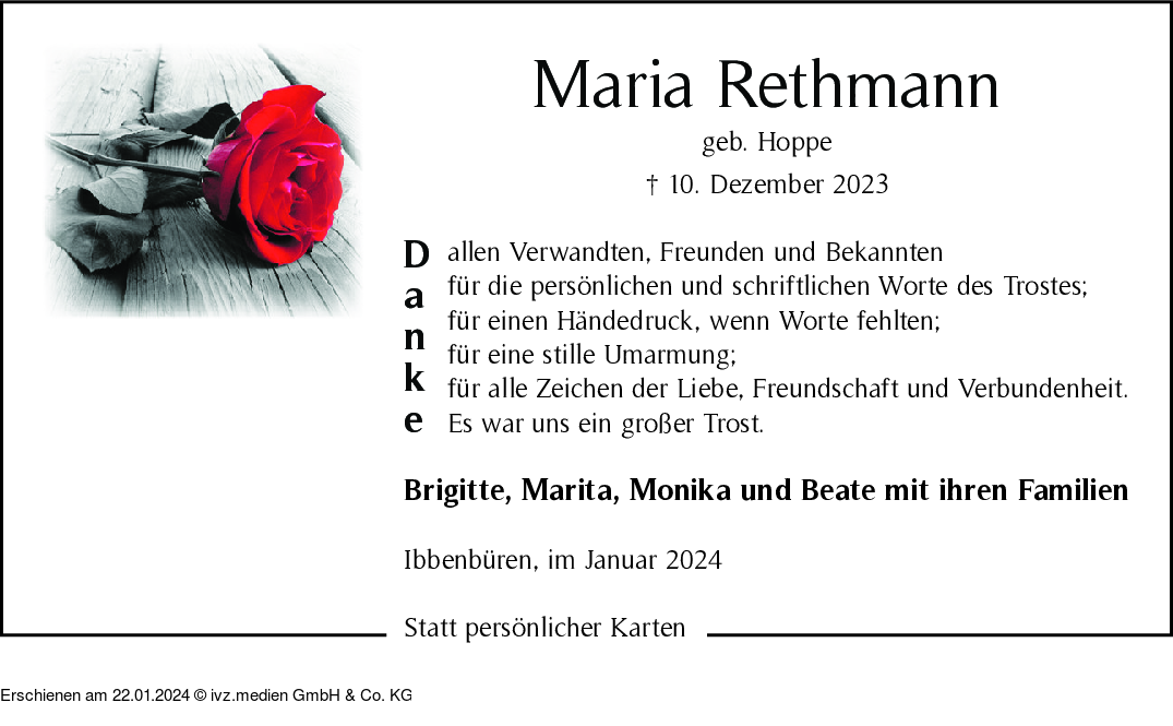 Ivz Trauer Maria Rethmann