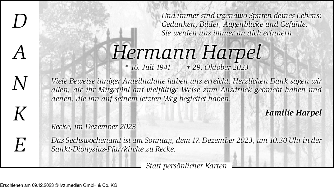 IVZ Trauer Hermann Harpel