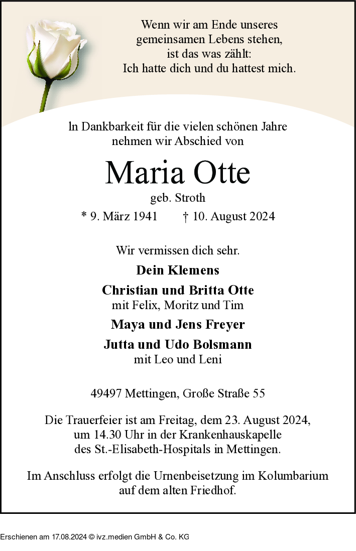 Ivz Trauer Maria Otte