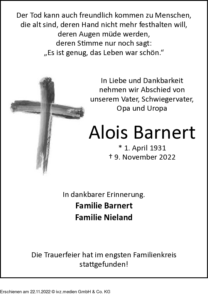 Ivz Trauer Alois Barnert