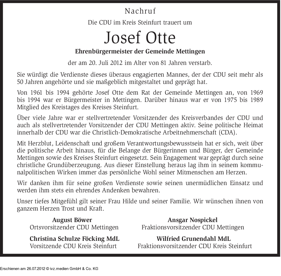 IVZTrauer Josef Otte