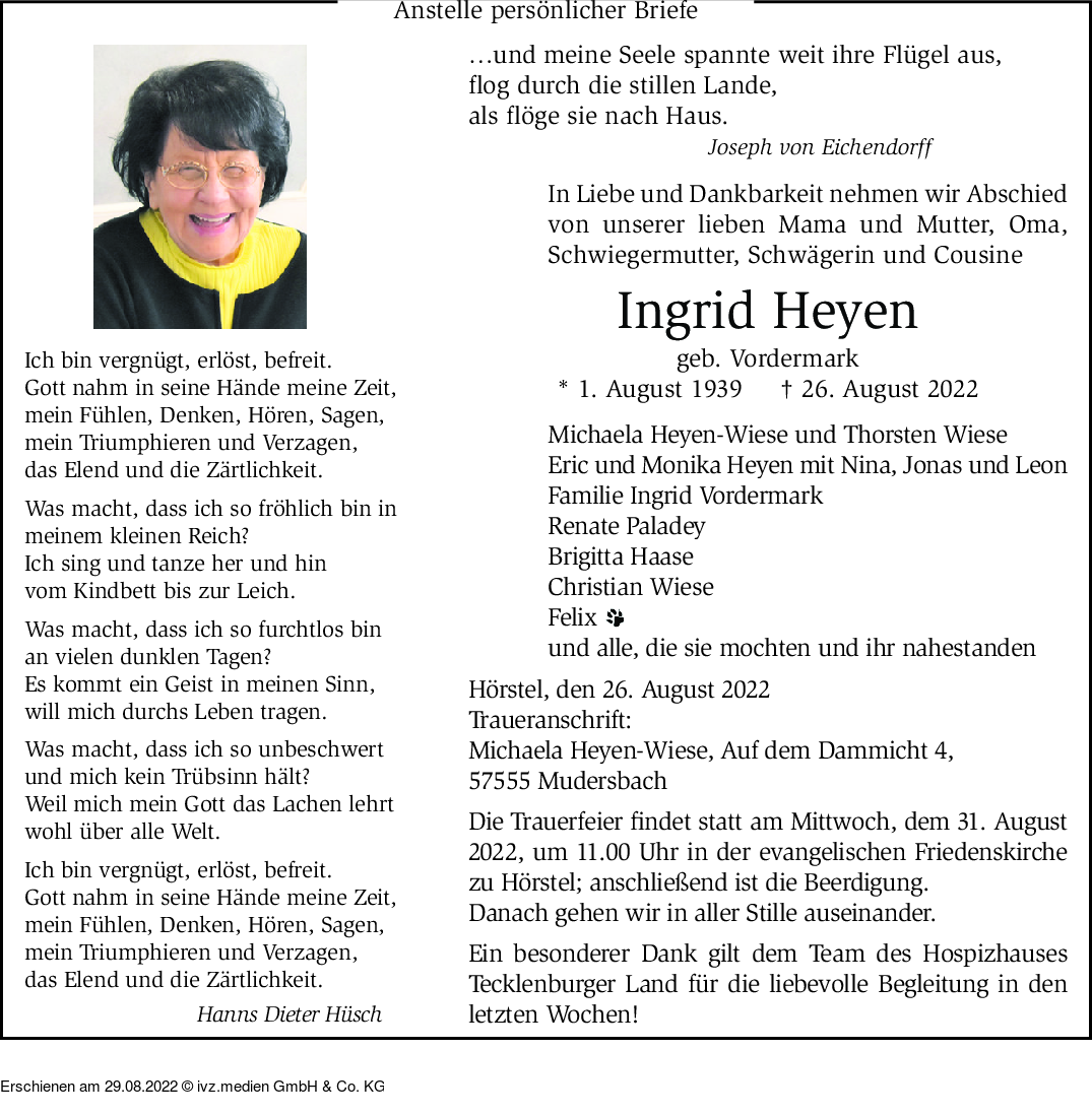 IVZ Trauer Ingrid Heyen